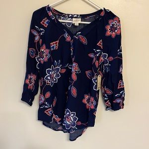 NWT st John Bay navy floral blouse